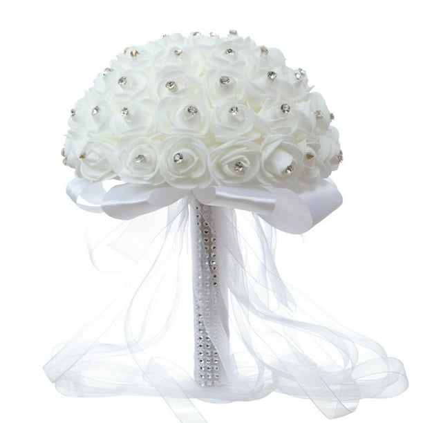 Ramo de Boda Decoración de Compromiso de Boda Ramo de Rosas Artificiales con Perlas de para Decoración del Hogar Compromiso de Boda ANGGREK Otros
