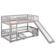 thumbnail image 6 of Harper & Bright Designs Twin over Twin Low Bunk Bed with Slide, Multifunctional Wooden Floor Bunk Bed Frame with Small Door for Boys Girls, Grey, 6 of 9