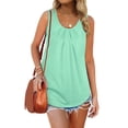 thumbnail image 5 of KaLI_store Tank Tops Women Women's Summer Tank Tops V Neck Sleeveless Ruffle Sleeve Blouse Flowy Loose Fit Basic Cute Tunic Dressy Casual Tops Green,L, 5 of 5