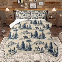 Homewish Rustic Southwest Cowboys Bedding Comforter Set,Tropical Pine Tree Twin Comforter Sets,Green Beige Bedding Set For Boys,Super Cozy Room Decor Reversible,2 Pieces