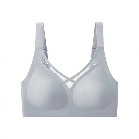 YWDJ Sleep Bras for Women Plus Size Back Closures Comfortable Bras No Underwire Bras Wide Strap Full Coverage Push up Wrap Sleep Bras Padded Plus Size Comfortable Bras Comfy Bras Gray L