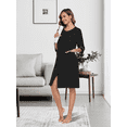 thumbnail image 5 of MAYFISH Women 100% Cotton Robe Summer Short Sleeve Zip Front Robes Soft Knit Lightweight Bathrobe 1Piece(Black,XL), 5 of 7
