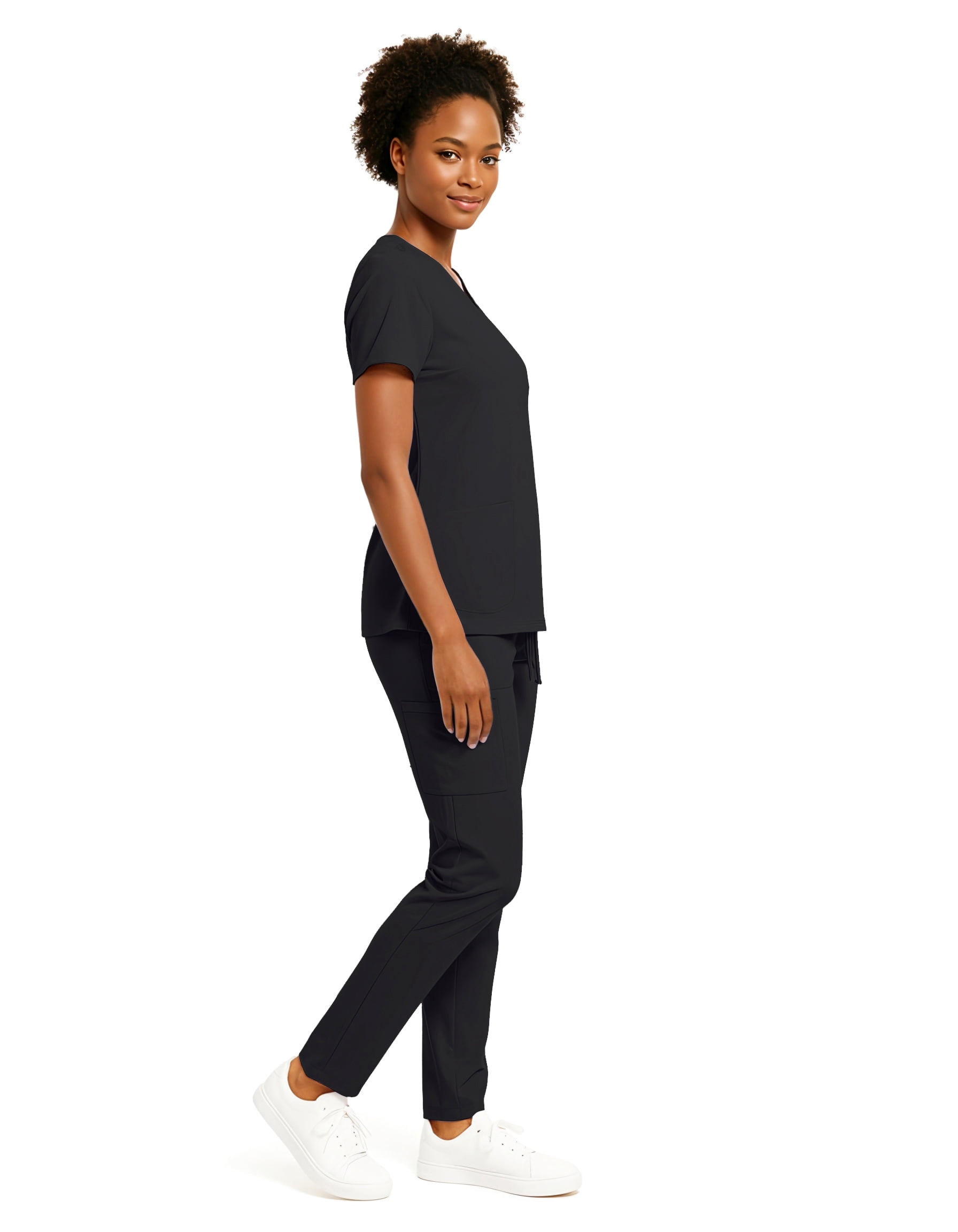 Hey Collection Women’s 5-Pocket Anti-Wrinkle Medical Scrub Set – V-Neck Top & Straight Leg Pants, Comfortable Flexible Nursing Uniforms