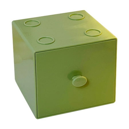 

Creative Storage Box Building Block Shaped Plastic Saving Space Box Super Imposed Desktop Handy Office Keeping Puzzle Toy Green