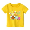 thumbnail image 1 of MIASHUI Haut à Manches Courtes pour Garçons et Filles, T-Shirt Graphique de Pâques, Col Rond d'Été, Jaune, 3-4 Ans, 1 of 4