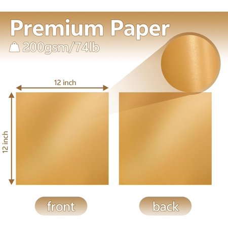 YUYAN-30 Sheets Gold Shimmer Cardstock 12x12 Inch Metallic Paper 200gsm/74lb Double Sided Gold Card Stock Pearlescent Paper for Card Making Scrapbook Invitations and Greeting Cards