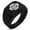 Black, variant on Stainless Steel Ikeda Samurai Crest Geometric Pattern Step-Down Biker Style Polished Ring