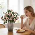 thumbnail image 4 of Real Touch Roses Artificial Flowers Fake Peonies with Long Stem Realistic Faux Peonies Flower for Wedding Party Home Table Centerpieces Decorations, 4 of 5