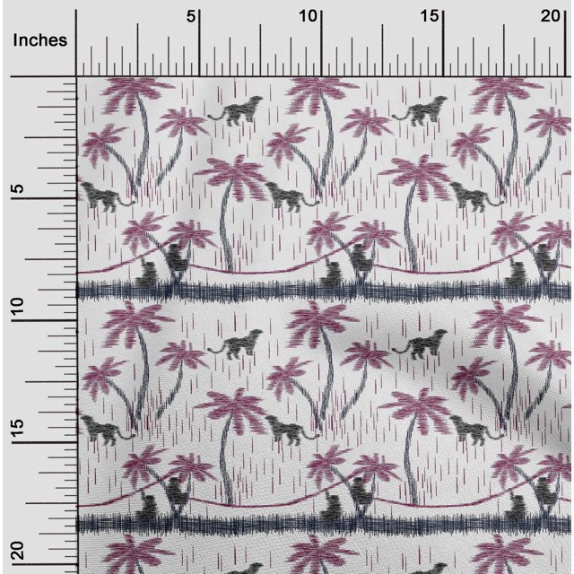 oneOone Polyester Lycra Fabric Tree|Leopard & Monkey Ikat Print Sewing Fabric BTY 56 Inch Wide
