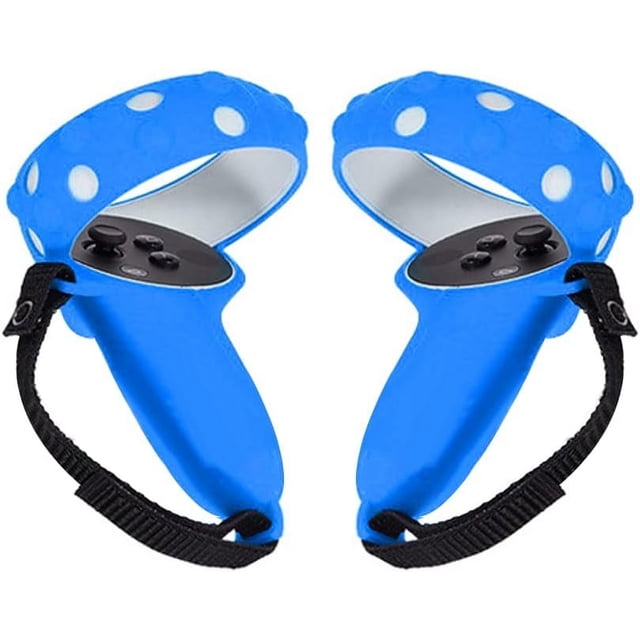 ZOUSSIQI Poignée de Contrôleur Tactile pour 2 Poignées Anti-Jeté Manchon Protecteur en Silicone avec Sangle de Poignet Réglable (Bleu) CA919-19572