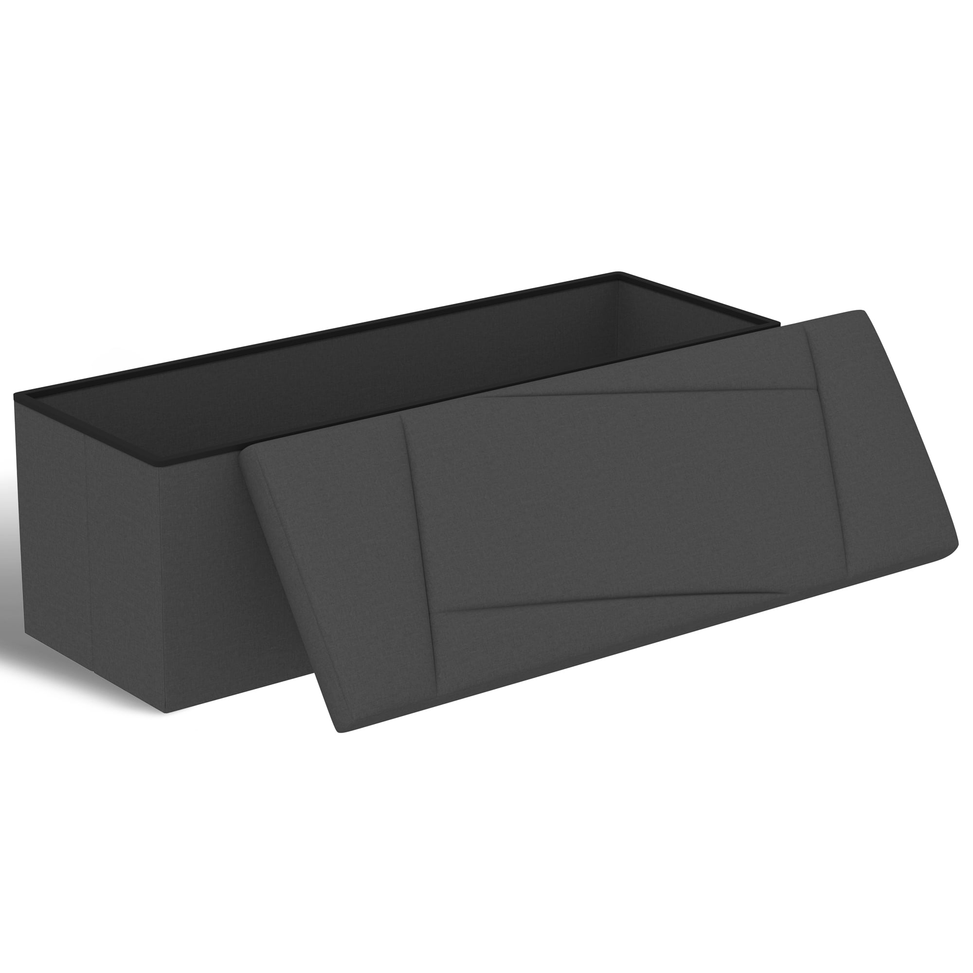 Ottoman with Storage, ZETDIY 43"  Linen Ottoman Storage Bench with 660lb Capacity, Black