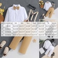 thumbnail image 4 of Gubotare Baby Boy Gentleman Wedding Outfit Dress Romper Suspender Pants Boy Button Bowtie Romper+Suspender Pant Formal Outfit(Khaki, 0-6 Months), 4 of 9