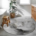 thumbnail image 4 of Grey Ombre Marble Round Rugs 3ft, Gray Marble Crack Abstract Modern Non Slip Washable Rug Runner, Low Pile Indoor Floor Carpet Mat Bathroom Rugs for Living Room, Bedroom, Kids Room, 4 of 9