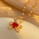 thumbnail image 2 of Collar de oso, collar de osito de cristal de corazón rojo, collar colgante de oso animal lindo, collar de cadena fina de oro, 2 of 5