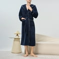 thumbnail image 4 of YueHuiYing Mens Plush Robe Soft Shawl Collar Bathrobe Long Fluffy Spa Robes Winter Warm House Robe with Pockets, 4 of 6