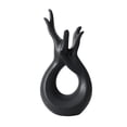thumbnail image 1 of Jarrón de cerámica con forma de mano, diseño floral nórdico, para mesa, estilo rústico. Negro, 1 of 9