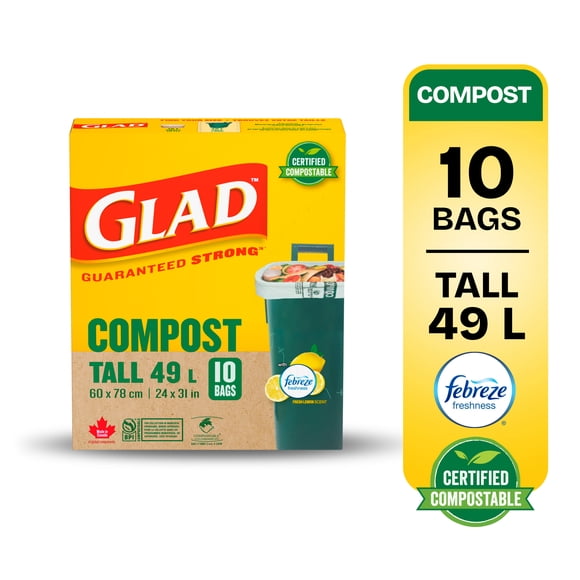 Glad Certified Compostable Bags - Tall 49 Litres -