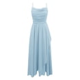 thumbnail image 5 of Rggeeun Womens Dresses Solid Color Elegant Ankle-Length Halter Thin Straps Square Neck Sleeveless A-Line Loose Fit Soft With Waist Shirring Ruffle For Summer Beach Lounging Adorable Sundress,Blue,L, 5 of 5