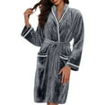 thumbnail image 4 of Afdoent Women's Robe Soft Flannel Robe Long Sleeve Bathrobe With Pockets Cozy Loungewear For Winter Warm Sleepwear And Spa Relaxation At Home Ladies Loungewear, 4 of 8