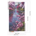 thumbnail image 2 of Pintura de diamante 5D DIY con taladro redondo completo, árbol de melocotón junto al lago, decoración del hogar, 40x70cm, 2 of 9