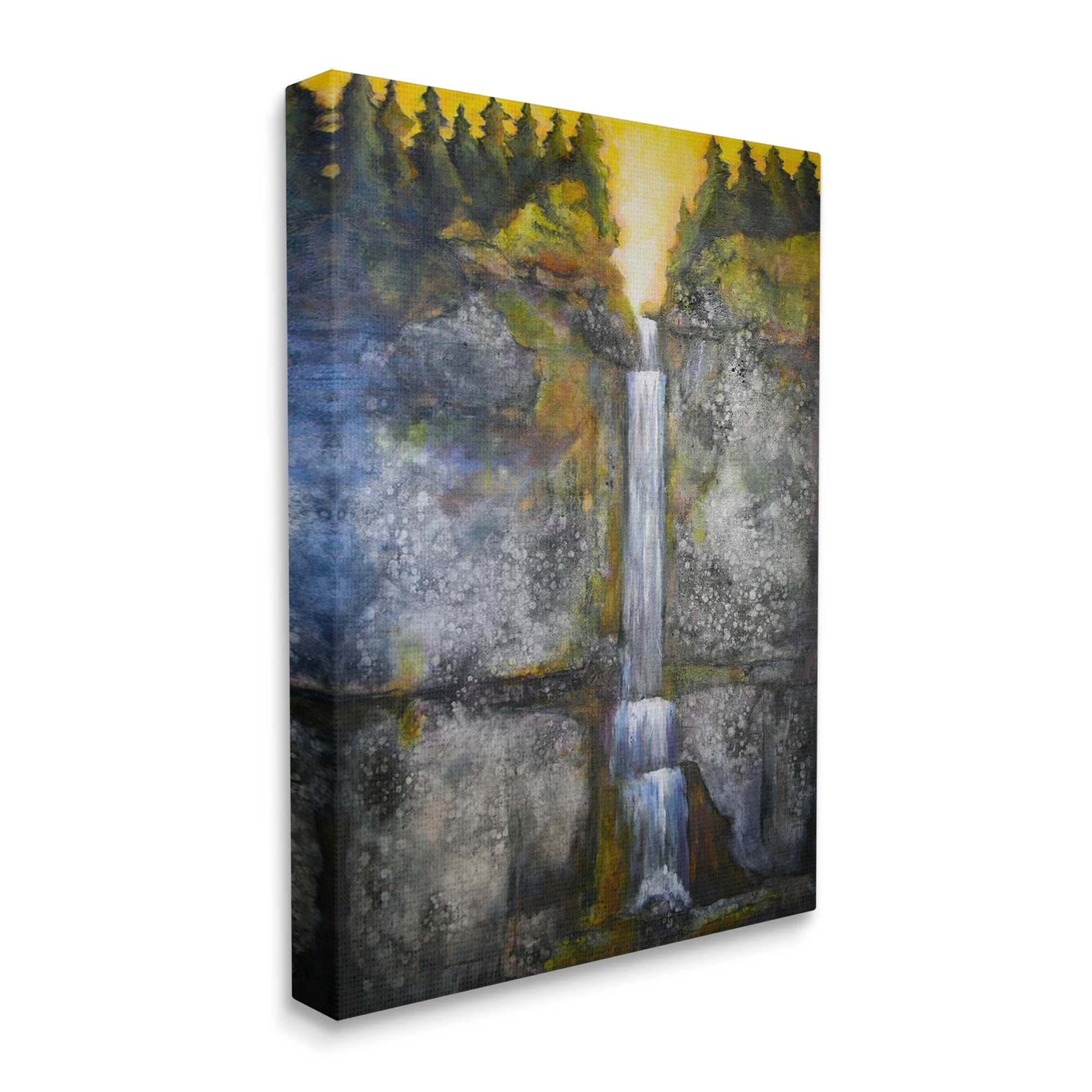 Stupell Industries Rustic Sunset Waterfall Cascading Waters Green Yellow, 16 x 20,Design by Doris Charest