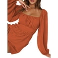 thumbnail image 3 of TRKIYQC Mono Suelto para Mujer, Mono Corto De Manga Larga con Cuello Cuadrado, Color Sólido, Sin Espalda, Vendaje, Primavera, Verano, Calle TRKIYQC moda, 3 of 9