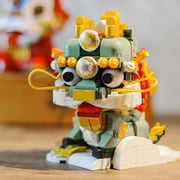 HI-REEKE Lion Dance Building Block Set Chinese Kylin Lion New Year Plastic Kit Gift for Adult Green