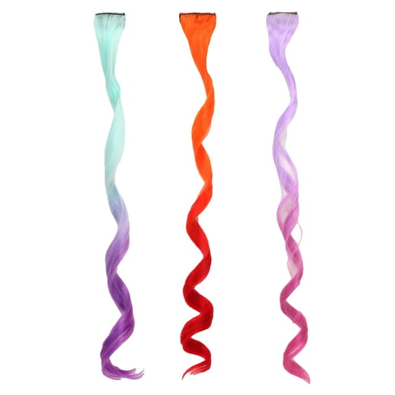 Sophia's - 18" Doll - Set of 3 Curly Clip in Hair Pieces - Aqua/Orange/Lavender