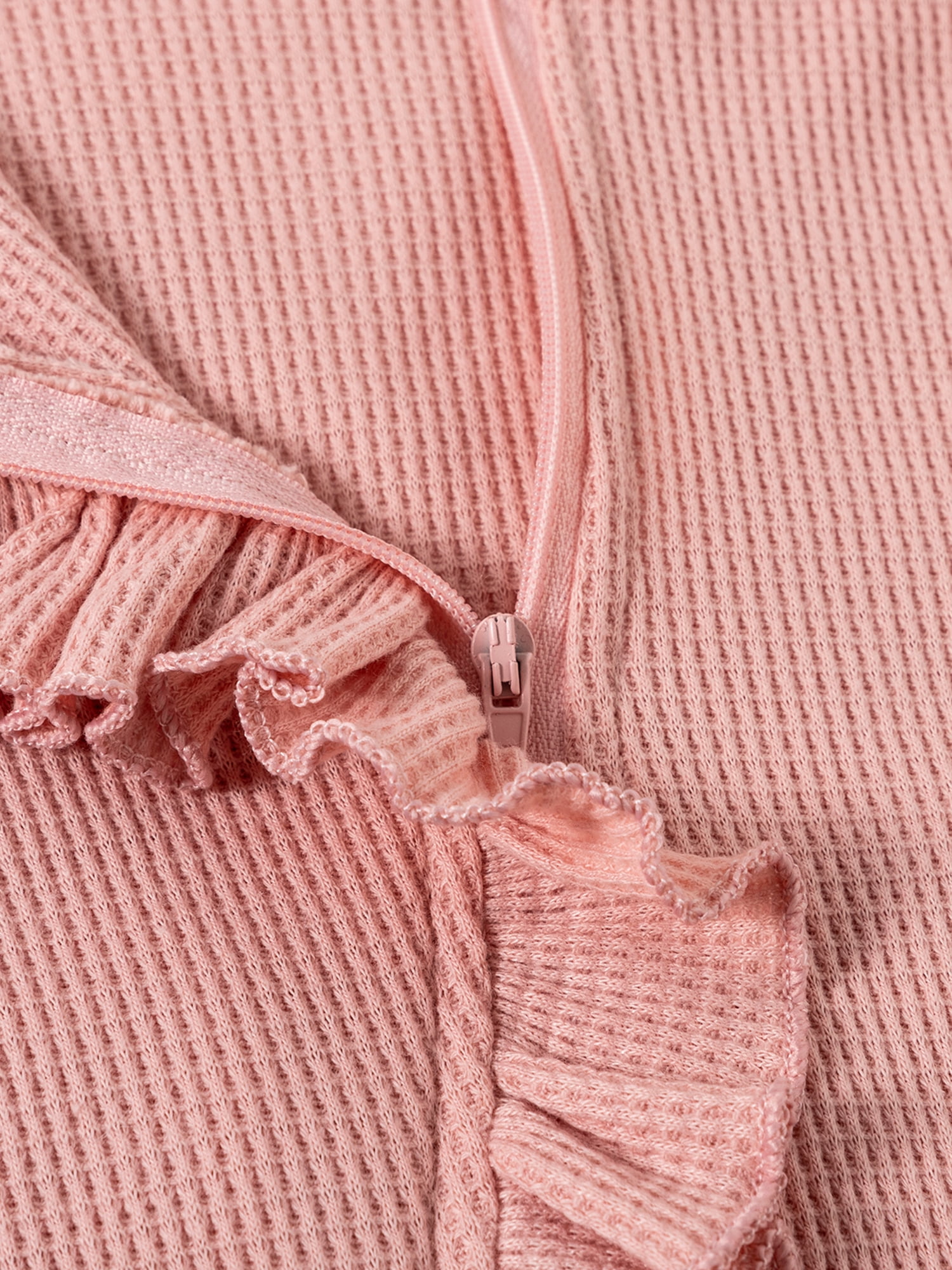 Newborn Baby Girl Ruffle Romper Knit Sweater Onesie Jumpsuit Long Sleeve Zipper Onesie Solid Fall Winter Outfits