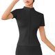 thumbnail image 1 of Chaqueta deportiva ajustada de manga corta con cuello alto y chaqueta de yoga de alta elasticidad para mujer - Material suave y duradero, diseño sólido y moderno, 1 of 5