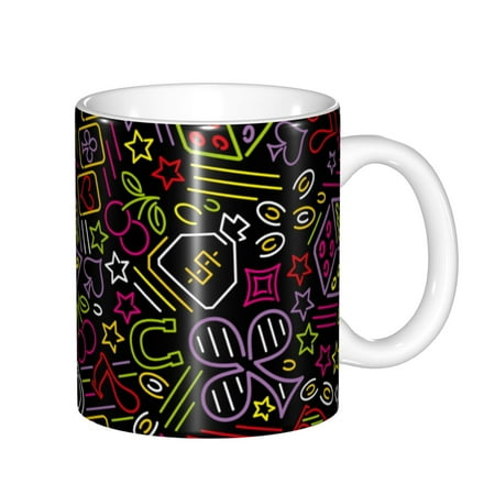 

Yiaed Casino Icons Print Ceramics Coffee Large Handle Design Extra Large Tea and Coffee Cup for Office and Home Mugs