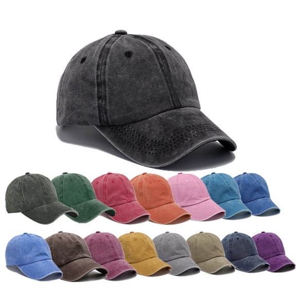 Men's Washed Distressed Cotton Baseball Cap Dad Hat Solid Color Ripped Vintage Casual Outdoor Caps Yellow
