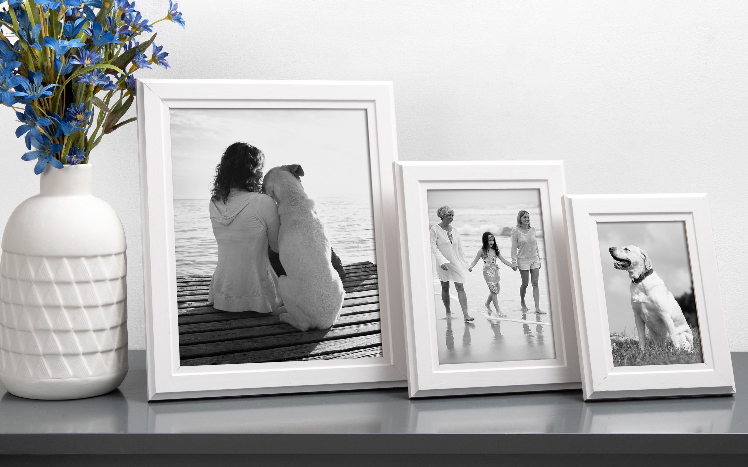 DesignOvation Kieva Solid Wood Picture Frame, Soft White 8x10, Pack of 6