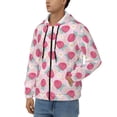 thumbnail image 3 of Wukai Floral Strawberr Print Men's Zip-Up Hoodie,Fleece Full-Zip Hoodie for Men, Hooded Sweatshirt-X-Large, 3 of 5