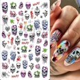 thumbnail image 4 of Cute Cartoon Skull Nail Stickers Scary Halloween Decoration Ghost Bat Evil Pumpkin Sliders For Manicure Blood Nail Decals GLF886 F800, 4 of 5