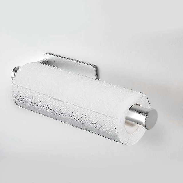 No Drill Adhesive Wall Mounted Kitchen Paper Towel Holder, Damage-Free Roll Dispenser