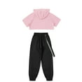 thumbnail image 4 of Hansber Kids Girls Hip Hop Clothes Crop Top with Harem Pants Set 2 Piece Workout Outfits Jazz Street Pink 16, 4 of 5