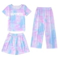 thumbnail image 1 of Hiiyo Pyjama 3 Pcs pour Grandes Filles, Manches Courtes, Haut et Short, Taille 1-12, 1 of 3