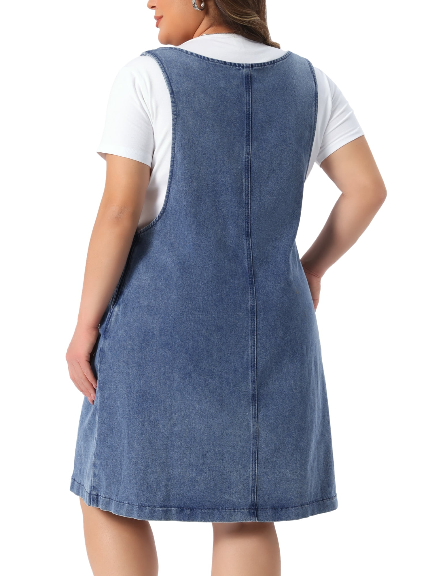 DARING DIVA Women's Plus Size Denim Overall Suspenders Skirt 2X Gray Blue
