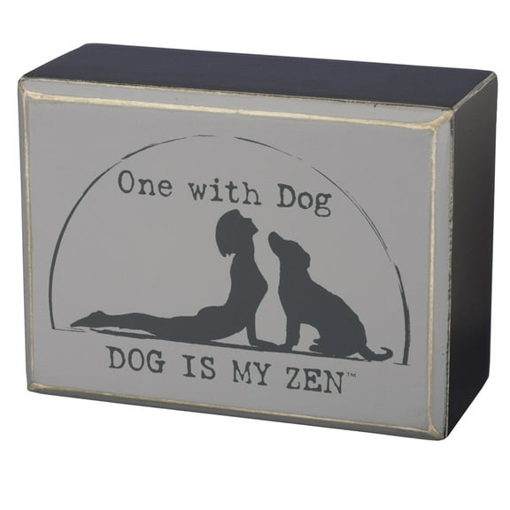 Primitives By Kathy Box Sign One with Dog - Dog Is My Zen 4" x 3" - NEW