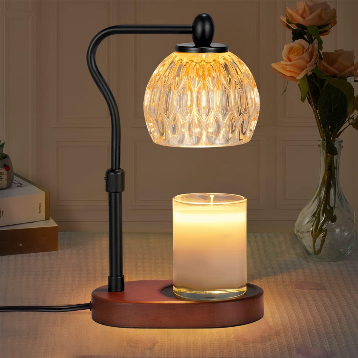 Lampe Chauffe-bougie Avec Minuterie Et Variateur - Hauteur Réglable, 4 Niveaux De Luminosité