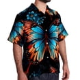 thumbnail image 2 of Flower Butterfly Men's Short Sleeve Poplin Shirt with Spread Collar Tops, Casual Printed Button Down, Summer Beach Shirt for Men - Unisex, Stylish Men's Shirts, 2 of 6