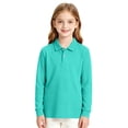 thumbnail image 7 of Girls Long Sleeve Collar Pique Polo Shirts Kids School Uniform Daily Tops Blue 130, 7 of 7