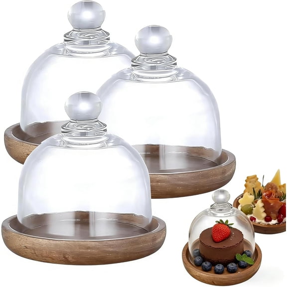 2026 New Charcuterie Snow Globe Container, Mini Cake Stand with Dome, Glass Dessert Display for Cookie Desserts Cheese for Holiday Party (3)