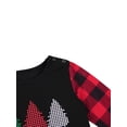 thumbnail image 4 of Seyurigaoka Fashion Family Parent-child Costume Christmas Tree Print Top and Plaid Elastic Trousers Two Piece Set, 4 of 6