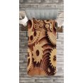 thumbnail image 3 of Ambesonne Industrial Quilted Bedspread Set 2 Pcs, Clocks Gears, Twin Size, Cinnamon, 3 of 3