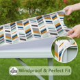 thumbnail image 6 of Colorful Boho Style Square Table Cover 36x36 Inch, Stretch Elastic Hem Fits Most Card Tables, Wrinkle Resistant Fabric for Kitchen Use, 6 of 6