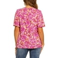 thumbnail image 3 of INSPIRE CHIC Women's Floral Round Neck Ruffle Sleeve Dressy Causal Summer Top M Purple, 3 of 6