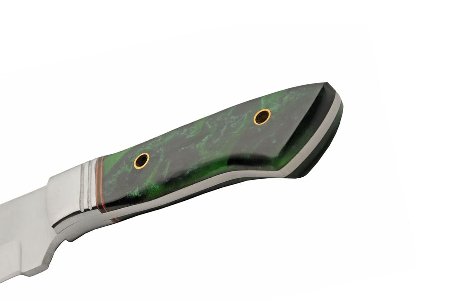 SZCO 9 Inch Emerald Wave Hunter Knife Full Tang Stainless Steel Blade Green Resin Handle With Leather Sheath Outdoor Knife