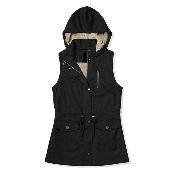 Ma Croix Womens Lightweight Hooded Vest Sherpa Lined Wind Resistant Sleeveless Vest